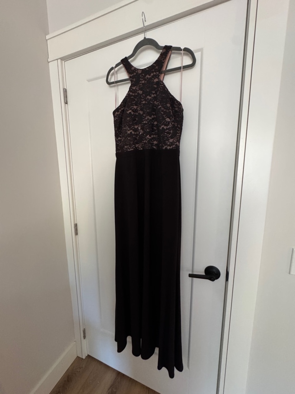 Night Way Collections Black Lace Halter Maxi Dress